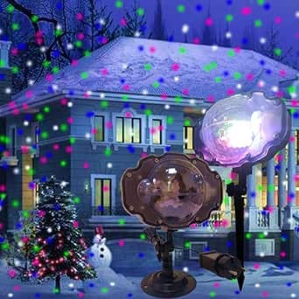 Eonyuanguo Christmas Light Projector, Snowflake Projector Light, Outdoor Indoor Snowfall Lights with Remote & Timer, IP65 Dynamic Snow Effect Headlight for Christmas Party (F)