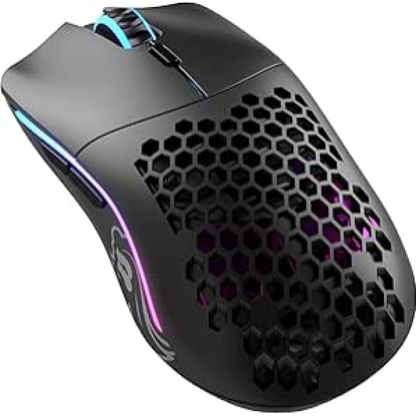 Glorious Gaming Model O (Petite) Wireless Souris de jeu sans fil - Superlégère, conception nid d'abeille 65 g, RGB, ambidextre, sans fil 2.4 GHz sans latence, jusqu'à 71 h de battery - black mat