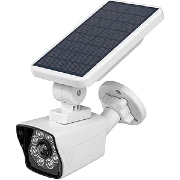 Solar Security Lights with Motion Sensor for Outdoor Use, Battery Operated Wireless Fake Camera with Floodlight, Motion Activated Dummy Camera Spotlight for Garden, Garage, Walkway