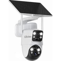 Outdoor Solar Surveillance Camera, 4MP/2.4GHz WiFi Camera Outdoor with Dual Lens, Dual Motion Sensor, Colour Night Vision, Multifunctional Solar Module, 2-Way Audio, 10000 mAh Battery