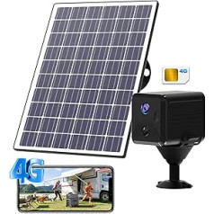 UCOCARE 4G LTE Surveillance Camera with SIM Card Outdoor Solar Surveillance Camera without WLAN with Solar Panel Battery 5200 mAh 160° Viewing Angle Night Vision AI Motion Detection