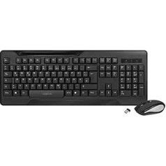 LogiLink ID0194 Keyboard and Mouse Set Wireless (2.4 GHz Radio) with 1000 dpi and 104 Keys, Compact and Flat Design