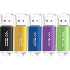 Memory Stick 64GB USB Flash Drive Data Storage USB Flash Drive (5 Pack 64GB Black, Blue, Green, Gold, Purple)