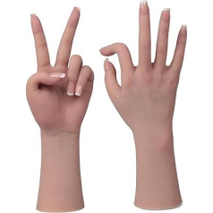 Life-Size Silicone Female Hands for Jewellery Display Manicure Practice (1 Piece Left Hand with Skeleton, Beige)