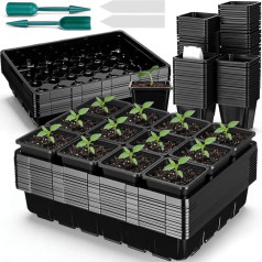Nuenen 10 Set 9 cm Pflanztöpfe Set Saatgut-Startertablett verdickte quadratische Sämlingtöpfe stabile Microgreens Anzuchtschalen wiederverwendbare Keimschale Pflanzwerkzeuge und Etiketten