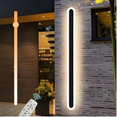 Outdoor Wall Light, Dimmable Outdoor Wall Lights, LED Wall Lamp with Remote Control, Waterproof Long Wall Light, Black, Acrylic Outdoor Lamp for Villa Garden Corridor Outdoor Balcony, 150 cm