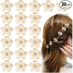 20 Pieces Flower Hair Clips Strong Hold Hair Clips Plastic Beautiful Small Flower Clips Non-Slip Flowers Hair Clips Sparkly Hair Accessories for Women Girls Party Wedding