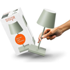 SIGOR Nuindie 2.0 Mini Dimmable Small LED Battery Table Lamp Indoor & Outdoor IP54 Splashproof Height 25 cm Rechargeable with USB-C 12 Hours Light Time Sage Green