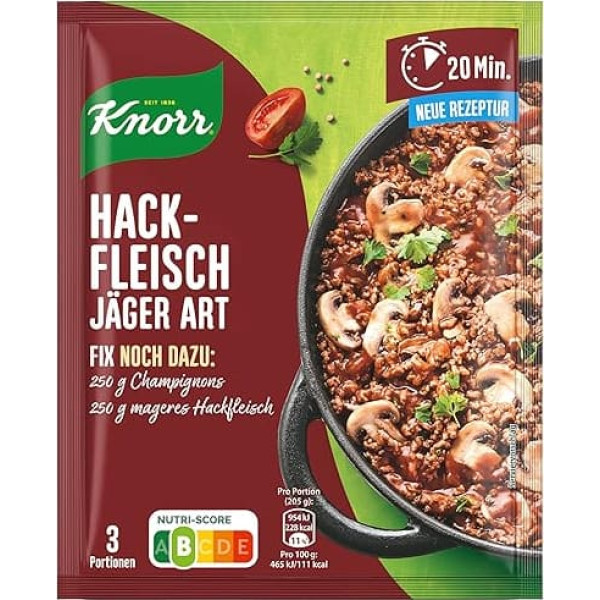 Knorr Fix seasoning mixture minced meat hunter type for a delicious meat dish without flavour-enhancing additives, 3 servings