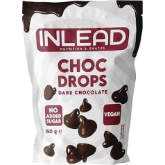 INLEAD - Choc Drops | Chocolate without Added Sugar - Perfect Chocolate Drops without Sugar as Topping and for Baking 150 g (Dark Chocolate - Dark Chocolate)