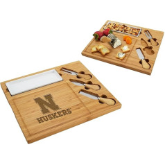 NCAA Nebraska Cornhuskers Officially Licensed Bamboo Cheese/Charcuterie Board with Knife Set and Cheese Markers by Picnic at Ascot