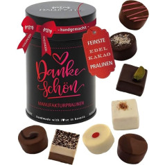 Hallingers Dankeschön – Manufacture Chocolates Gift Handmade without Alcohol from Fine Cocoa Chocolate (Tin) – Gift Ideas Christmas & Gifts Advent Calendar Birthday Congratulations Thank You Jah