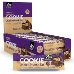 ALL STARS Protein Cookie Crunch Bar 18 x 50 g Brownie - Delicious Bars with 12.5 Protein, Low Sugar & with Pastries, Perfect Training Snacks