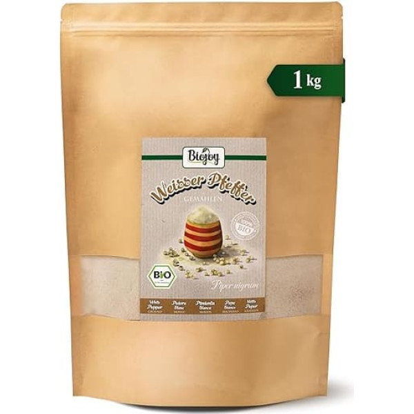 Biojoy Organic Pepper Ground White (1 kg), White Pepper, No Additives (Piper Nigrum L.)