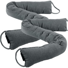 Pack of 2 Draught Excluders for Doors and Windows 90 cm - Door Draught Stopper - Washable - Energy Saving - Extra Heavy - Grey