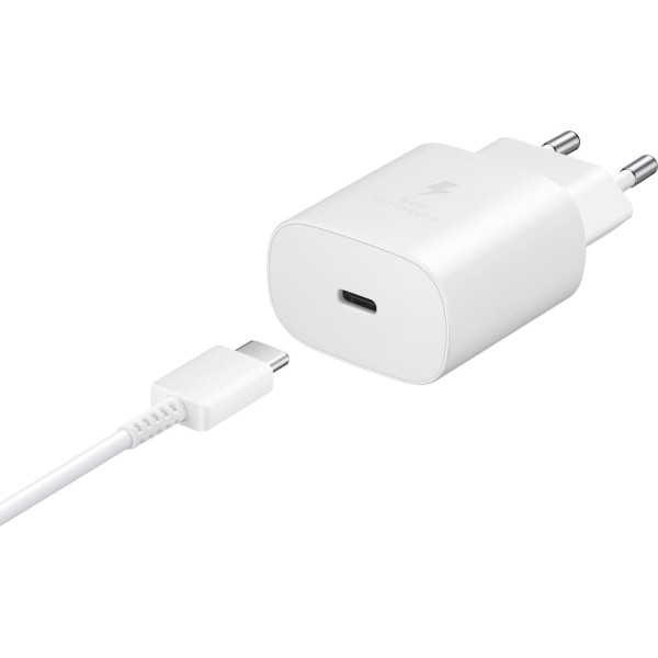 Samsung 2-in-1 25 W tīkla lādētājs + USB-C kabelis 1 m, balts