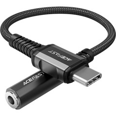 Acefast AUX USB-C uz 3,5 mm mini jack audio austiņu adapteris 18 cm melns