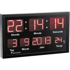 Lunartec Radio-Controlled Desk and Wall Clock with Date and Temperature, 412 Red LEDs (Radio Wall Clock, Jumbo Clock, Lighting)