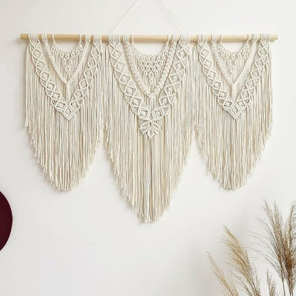 Hibisaws Macrame 110 cm (W) x 82 cm (H) Boho Tapestry, Large, Handwoven, Bedroom Wall Decoration, Balcony Decoration, Wall Decoration, Gift for Women