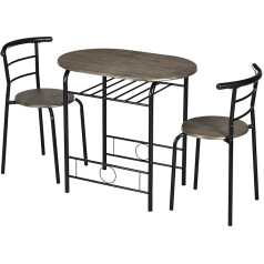 HOMCOM Dining Table Set with 2 Chairs Storage Compartment Space Saving Dining Room Set Oval Kitchen Table Set for Dining Room Kitchen Black