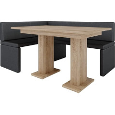 FURNISTAR Akiko Corner Bench with Table - Corner Bench Set for Your Dining Room, Kitchen, Modern, Sitting Area, Dining Nook. Perfect for Kitchen, Office and Reception. Solid and Strong Workmanship
