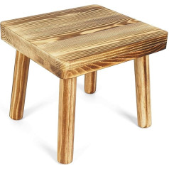 Belle Vous Low Wooden Stool - Step Stool - Wooden Stool - Plant Stool - Flower Stool - 21.5 cm - For Bathroom, Kitchen or Outdoor Use - Footstool - Children's Stool