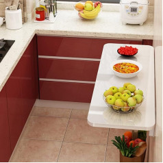 Klappbarer Wandtisch mit Klappblatt für Küche und Esszimmer, Schreibtisch, platzsparend, Robustes Wäscheregal aus Holz, Bankhalterung, Trestl