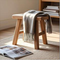 Farmhouse Wooden Bench for Living Room Dining Room Indoor Natural Bench Asian Wood Kitchen Bench with Armless Design and Short Height Solid Wood Bench for Living Room Hallway (49.8 x