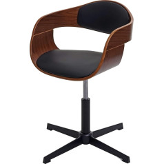 Mendler HWC-H46 Dining Room Chair Height Adjustable Swivel Mechanism Bentwood FSC Walnut Look Faux Leather Black