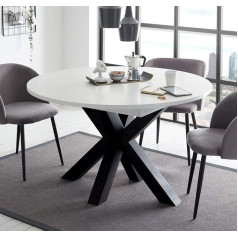 Big System Dining Table 110 x 78 cm Round Star 110 Black White Matt