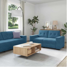 INLIFE Sofa Set mit Kissen 3 pcs Blau 221 x 78 x 80 cm Samt,Möbel,Sofas,Blau,73.2 KG,3324648