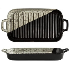 Backblech, Keramik-Backgeschirr, Porzellan-Backform, rechteckige Backkuchenform, Backgeschirr mit Doppelgriff, 2er-Set, D (Farbe: C) (Farbe: B) (Color : C)
