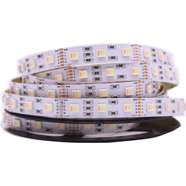 Landscape Lights 5M DC12V/24V 5050 RGBWW 5 Color in 1 Led Chip Flexible LED Strip Light RGB+Cool White/Warm White/White PCB 60Leds/m IP30/67 LED Street Lamp