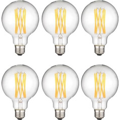 JrEam E27 LED G95 G80 Globe 2700K 4000K 12W 16W Retro Vintage Lamp No Flicker (2700K, 6PCS_G80 85-265V_16W)