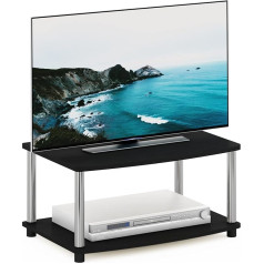 Furinno Turn-N-Tube Tool-Free 2-Tier Raised TV Stand, Americano/Chrome