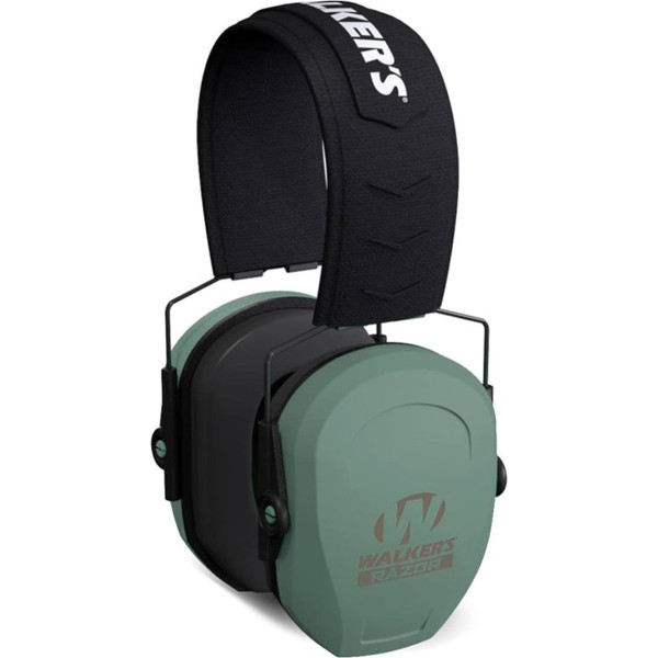 Walker's Unisex gwp-rsmpas-sgn Razor Passive Sage Green FDE Logo, Slim Muff, 27 NRR, Compact, Foldable, Multicoloured, One Size