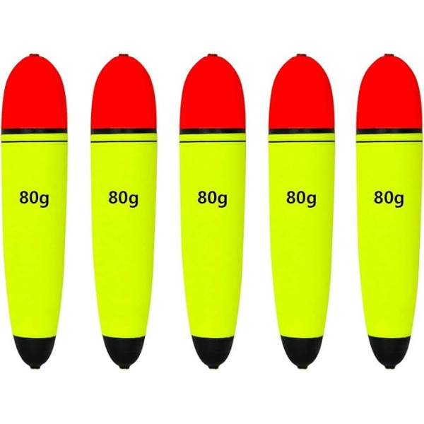 Fishing Floats Slip Bobbers, Eva Slider Bobbers for Sea Fishing, Fishing Floats Bobbers Set for Freshwater Saltwater, 5 Pieces Floatage 0.7 oz 1.76 oz 2.82 oz