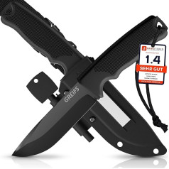 Outdoor Knife, G Series, 440C Steel with Holster & Dangler, Elegant Survival Knife for Bushcraft Equipment, Hunting Knife, Carving Knife, Sheath Knife (G7/Black)