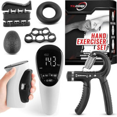 Grip Strength Tester & Trainer - Rechargeable Wrist Dynamometer with Wrist Amplifiers, Wrist Exercises, Resistance Bands, Finger Pressure, Grip Ball & Ring Grip