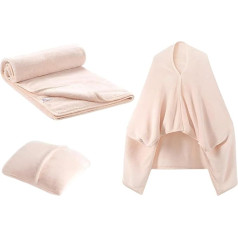 Airplane Throw Blankets, Compact Travel Blanket, Pillow Combo, Soft Flannel Airplane Blanket, Warm Travel Plane for Men, Women, Adults