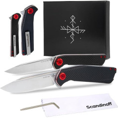 Double Pack Pocketor Folding Knife - Pocket Knife One-Handed Knife for Outdoor, Hunting & Self-Defense, Folding Knife Outdoor, High-Quality Hiking Knife with Ergonomic Handle (Carbon Fibre)