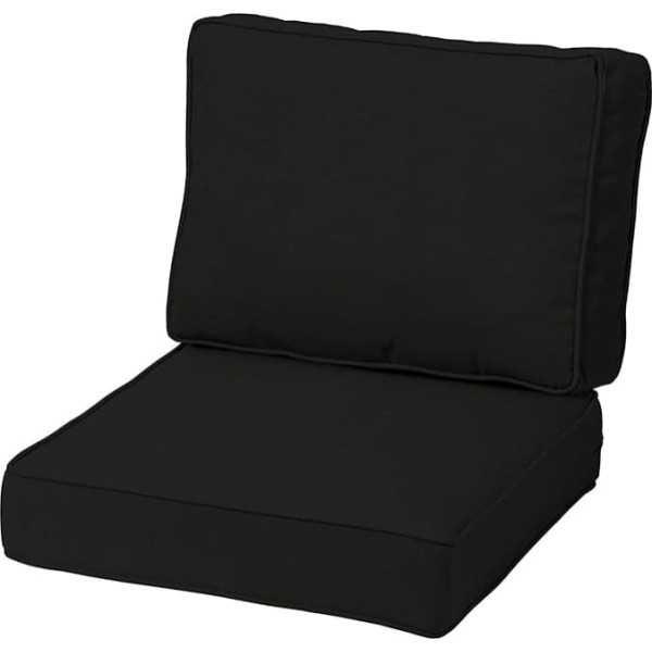 Wasserdichtes Outdoor-Stuhlkissen-Set, tiefe Sitz- und Rückenstütze, rutschfeste Gurte, Reißverschlussbezüge, für den Innen- und Außenbereich, 40 x 40 cm, schwarz, perfekt für Garten und Camping.