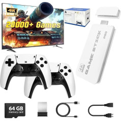 2026 Retro Console with Over 20,000 Games, 23 Emulators, 4K HDMI Plug & Play Game Console with 2.4GHz Wireless Controllers with Switch, Supports TV & Projector (White)