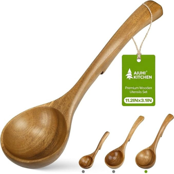 AIUHI Schöpfkelle aus Holz zum Kochen (groß)
