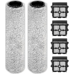 (Pack of 6) Floor One S9 Artist Brush Rollers and HEPA Filter for Tineco Floor One S9 Artist, Floor One Stretch S6, Floor One Switch S6 Wet Dry Vacuum Cleaner (Without Handle) 2 Brush Rollers, 4 HEPA