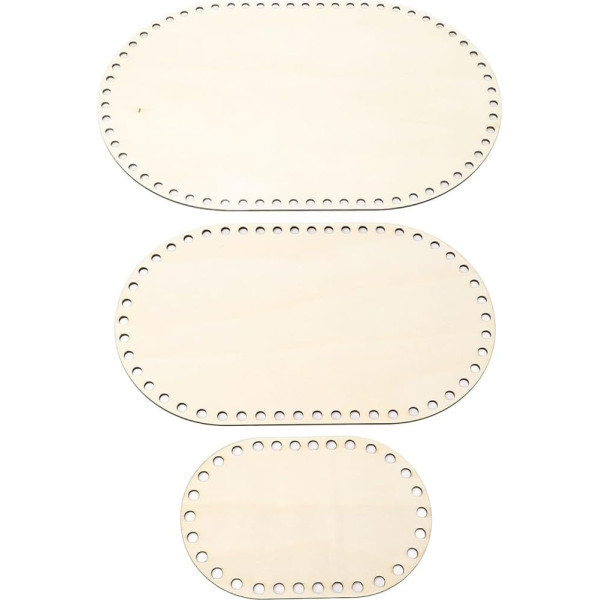 Ovaler Korbboden aus Holz, solide, hochwertige, handgefertigte Webbasis für Makramee-Korbherstellung, DIY-Bastelprojekte, 3er-Set Häkelkorbbasen aus Naturholz