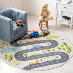 Safavieh Kids Play House Collection KPH227A Winding Road Area Rug, 5' Round, Beige/Green