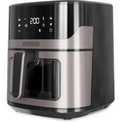 BLACK+DECKER BXAF6500E - 1600W Heißluftfritteuse, 6,5L, bis zu 1300g Pommes, transparentes Fenster im Korb, Temperatur von 80 bis 220ºC, 8 Programme