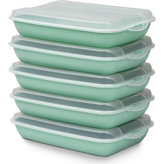 Hausfelder Food Box Set of 5 Stackable Plastic Fridge Sausage Box (5 x Lime Green)