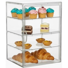 Bread Bin, Transparent Bread Baskets for Kitchen, 4 Tiers, Adjustable Bread Box with Lid, Bread Storage Container with Door, Bakery, Pastry Display Case